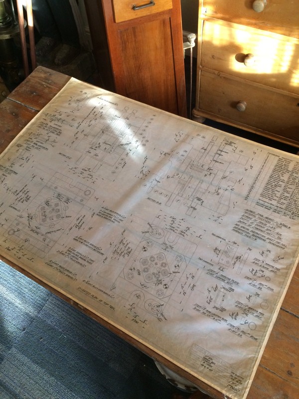 Twelve Antique Hand Drawn Engineers Blue Print Plans, Wall Art