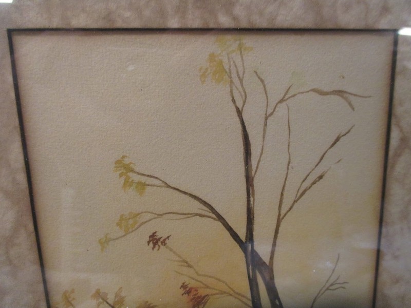 Antique 1908 Woodland Landscape Watercolor Painting with Frame | See Signature gallery