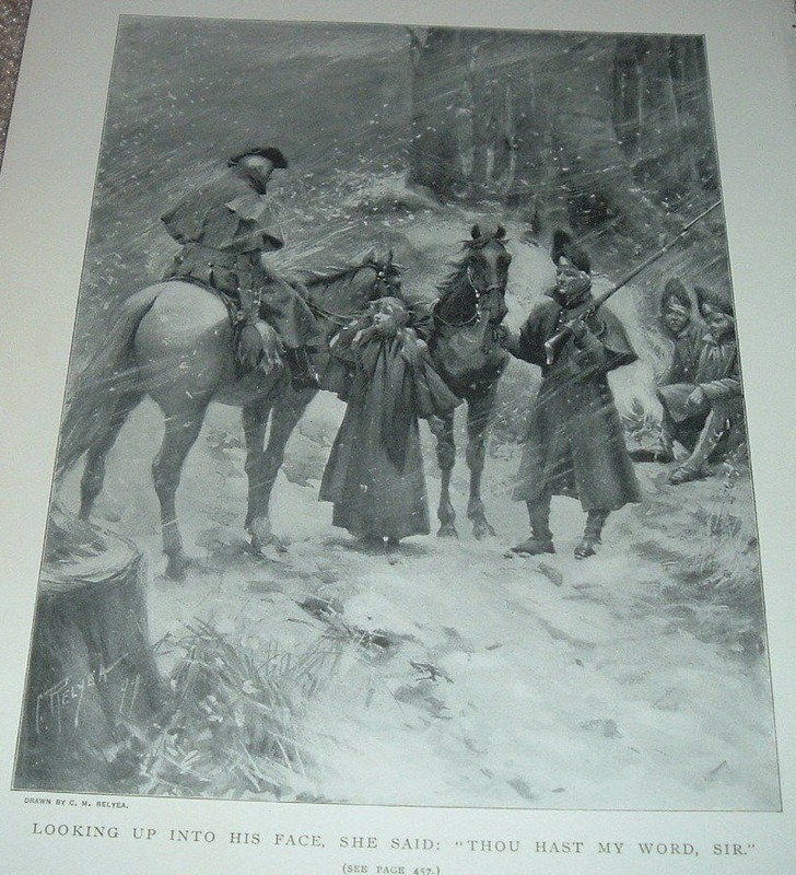 1895 Print LOOKING UP INTO HIS FACE Military Scene in Blizzard C M Relyea