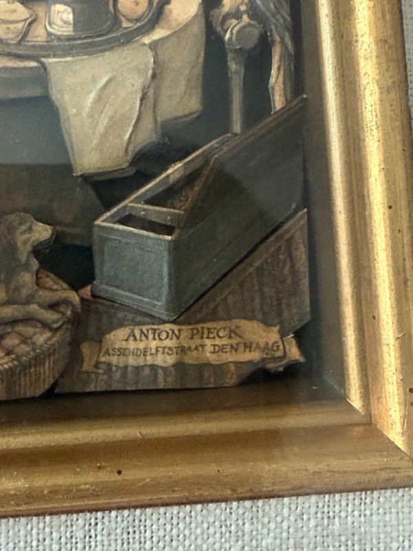 Vintage 1940 Anton Pieck Framed 3D Diorama Paper Tole Shadow Box Art gallery