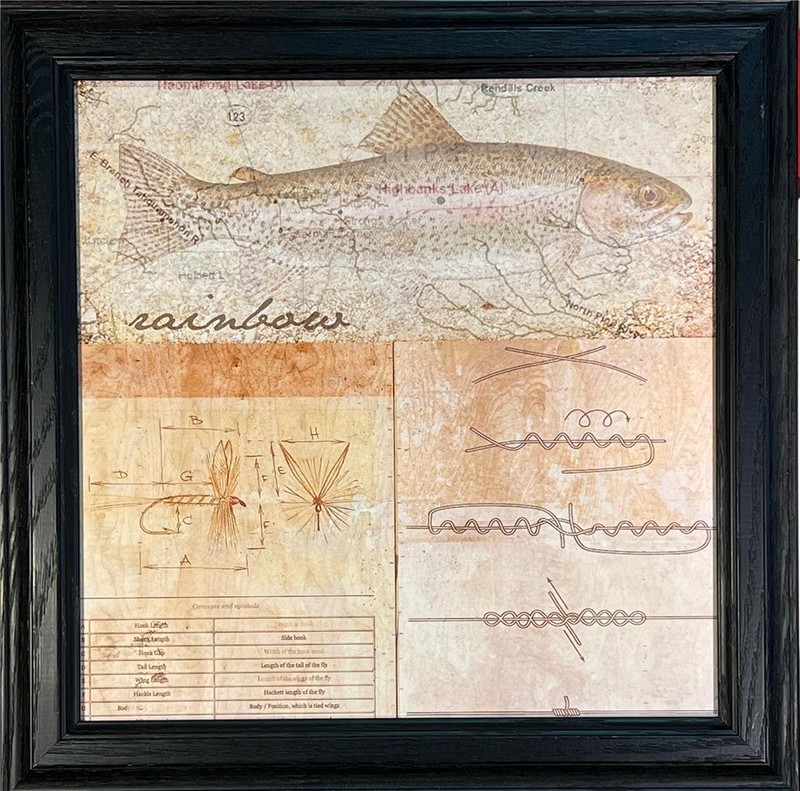 Andrew Sullivan Framed Angling Art Print Rainbow Trout (12×12)