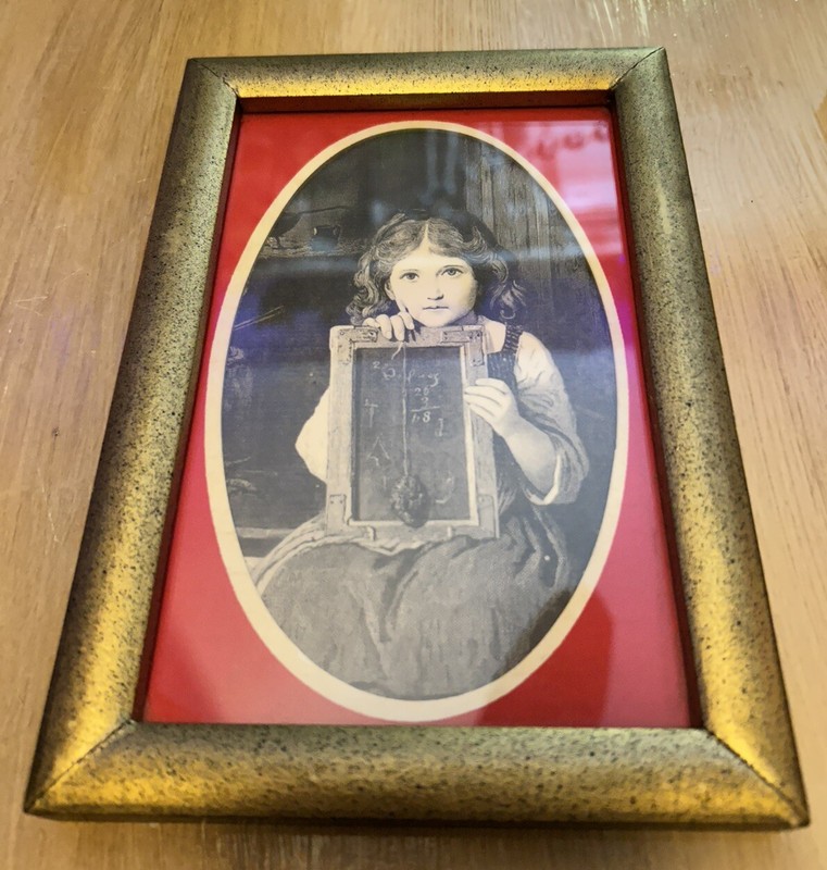 George Nathan Framed Victorian Prints Vtg Lot Of 2 Girl W/dog School Girl 1973 gallery