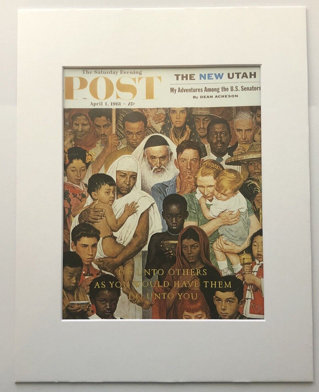 Norman Rockwell «The Golden Rule» 11 x 14 Matted Art Print-Post Cover 1961