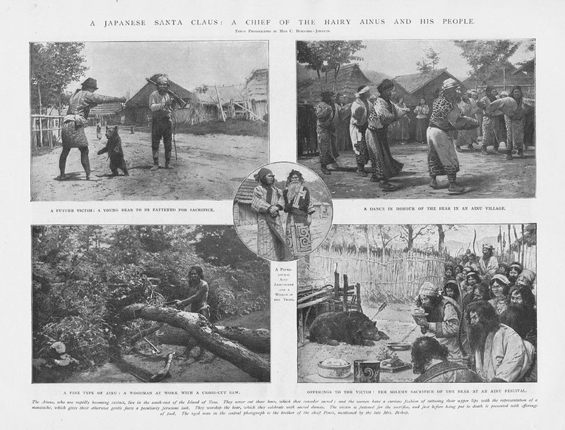 JAPAN Scenes with The Ainu People - Antique Print 1904
