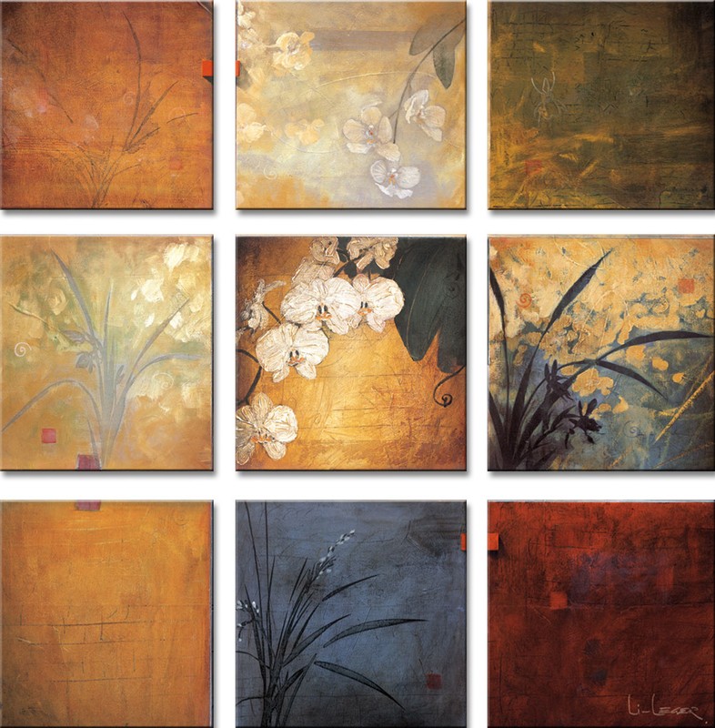 9 SEPARATE 12″x12″ each ORCHID NINE PATCH by DON LI-LEGER -9PC SET FLORAL CANVAS