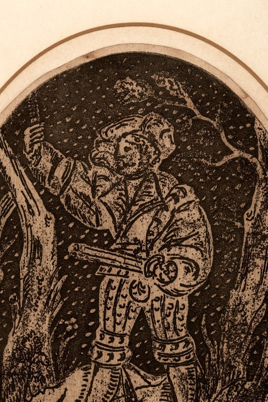 Antique Renaissance German/Swiss Mercenary/Flagbearer Woodcut Print gallery