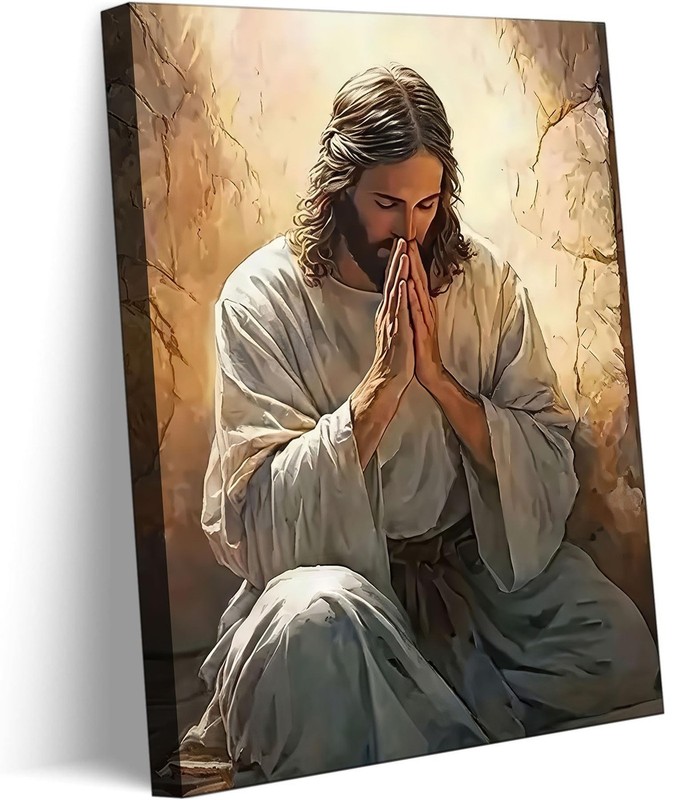 Jesus Prayer Canvas Wall Art Jesus Christ Portrait Wall Decor Picture Christi...