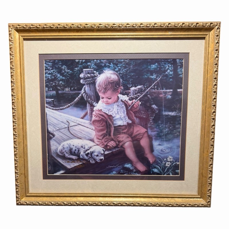 Sandra Kuck “Gone Fishing” Hand Signed Ltd Ed Lithograph 195/950 COA Framed gallery