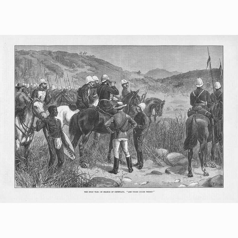 ZULU WAR Soldiers Searching for Cetshwayo – Antique Print 1879