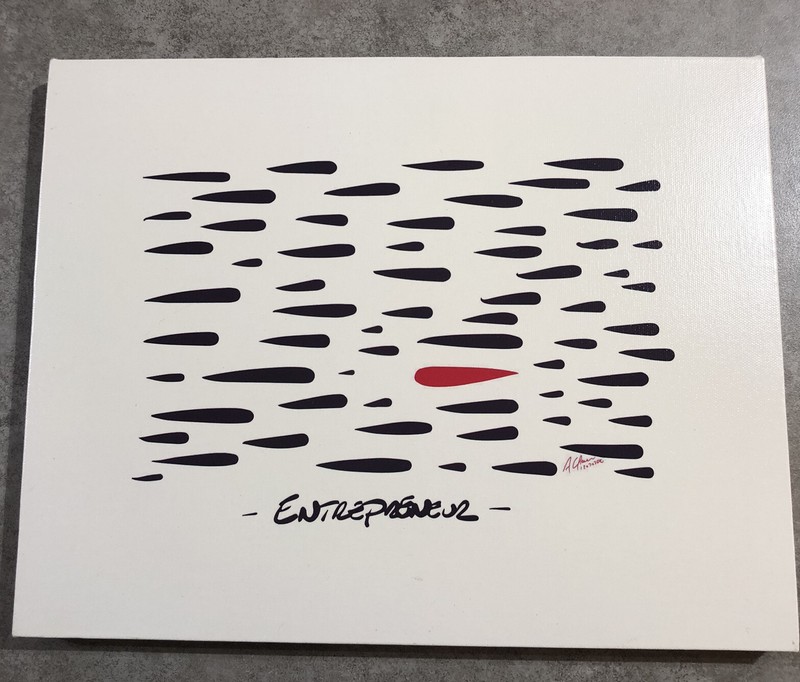Entrepreneur Print Against the Grain Unique Red Black White 11 x 14 Canvas