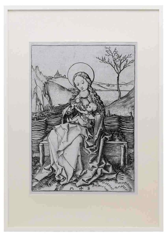 Schongauer Martin Madonna On The Turf Bench A3 A4 Framed Print Picture