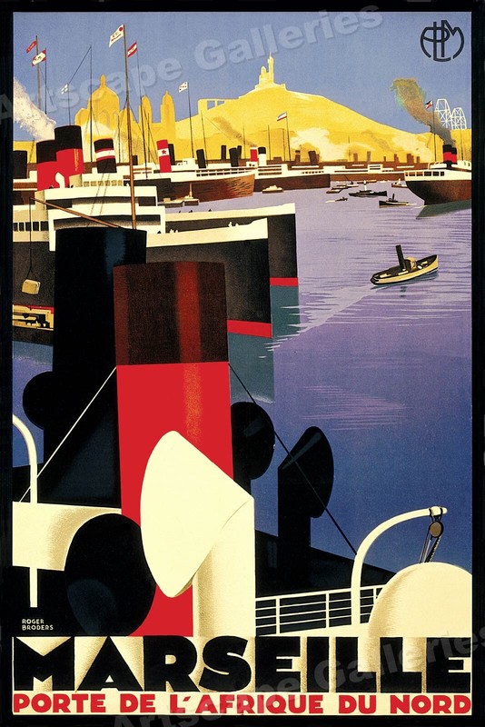 Marseille Port De L’Afrique 1930s French Vintage Style Travel Poster – 24×36