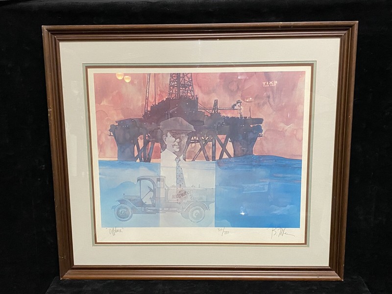 BART FORBES TX Vintage Art Print Signed Numbered 310/780 Offshore Motor Oil Rig