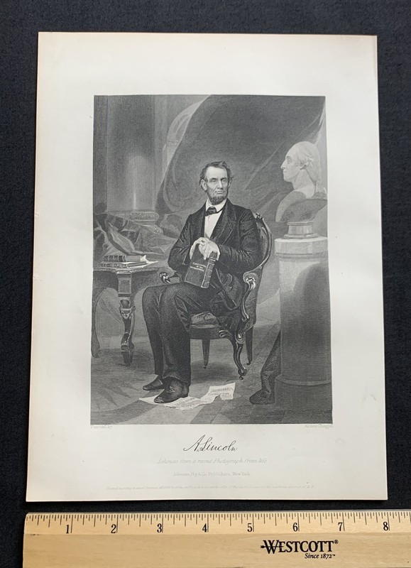 steel engraving Pres US 16 Abraham Lincoln Gettysburg #2 Alonzo Chap America 250