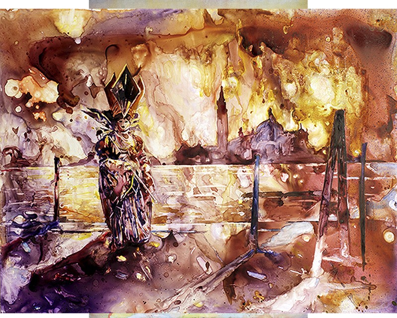 Masked person at Carnival in Venice, Italy. Venice art. Print of watercolor
