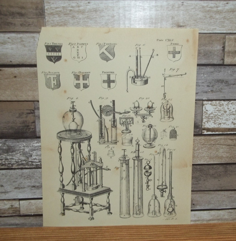 Antique Engraving Print Scientific Pump 18h-19th Century Andrew Bell Original