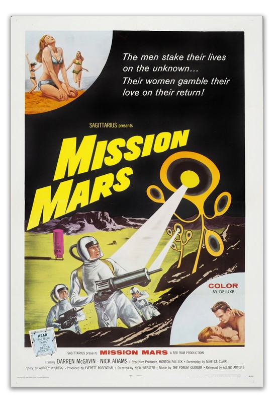 Mission Mars Vintage Sci-Fi Poster Red Planet 1968 Retro Wall Decor Print