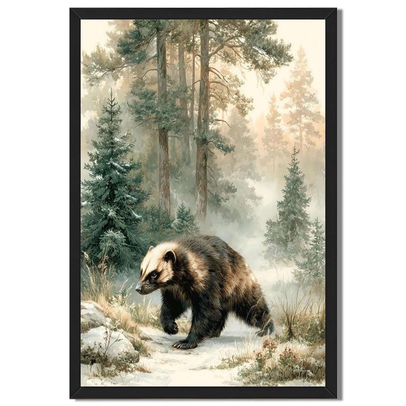 Forest Badger Wildlife Wall Art Canvas Oil Paintings Reproduction