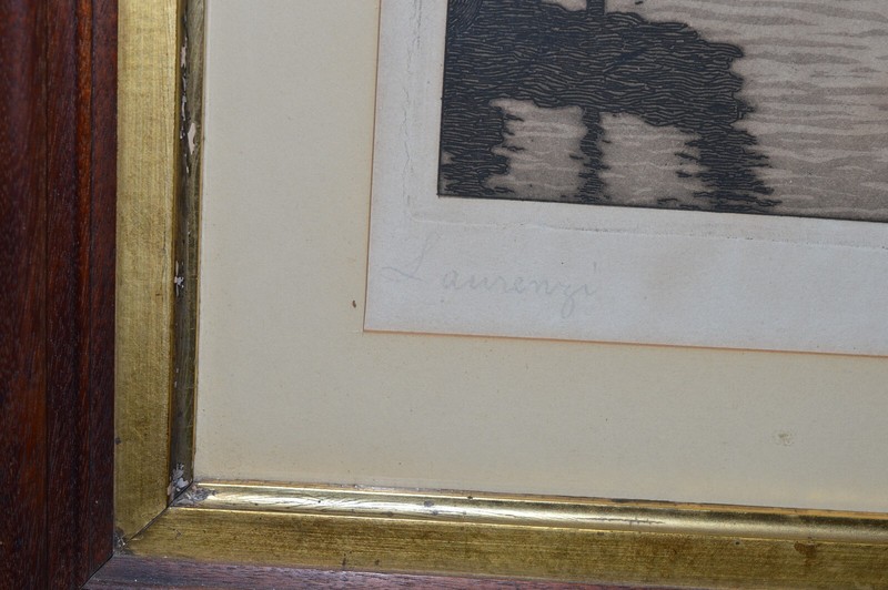 Vtg Architectural Etching Lithograph by Laurenzi ITALIAN IMPRESSIONIST Listed gallery
