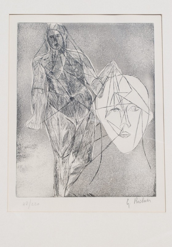 GERMAINE RICHIER "Femme debout et visage" c. 1955 ETCHING AQUATINT Ltd. EDITION