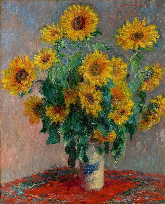Claude Monet «Vase of Sunflowers» On Canvas, Ceramics, & Tiles, Fine Art Décor