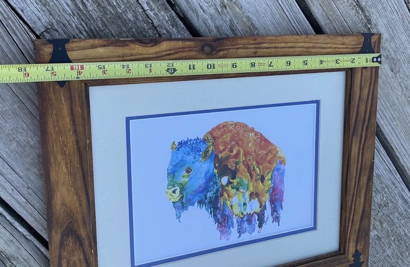 Watercolor Print J. Friddle Wooly Bully Framed Matted Country Western Bull 17x14 gallery