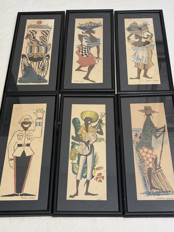 Set (6) Jamaican Lithographic Prints Titled Caribbean Figures by Beverly Wasile