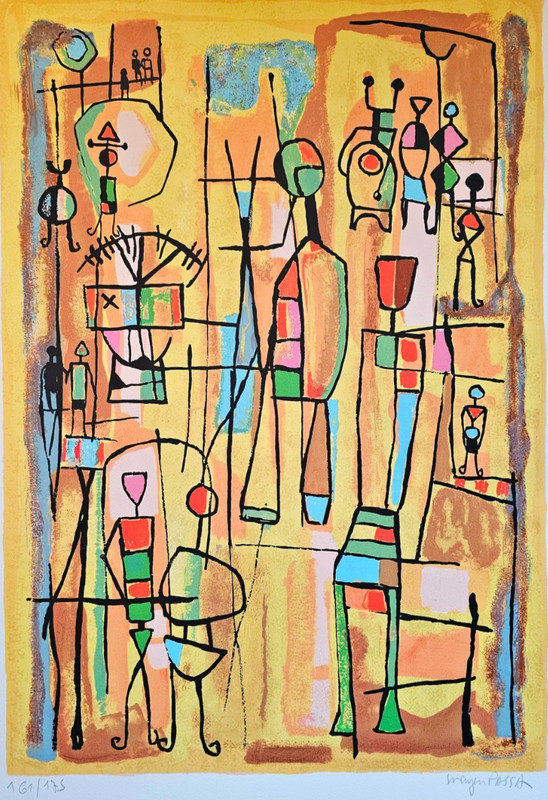 MAYEU PASSA Silent Drama Hand Signed Original Lithograph French Artist color art
