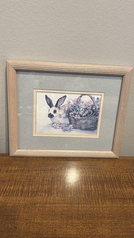 Vintage Bunny Rabbit Framed Wall Art