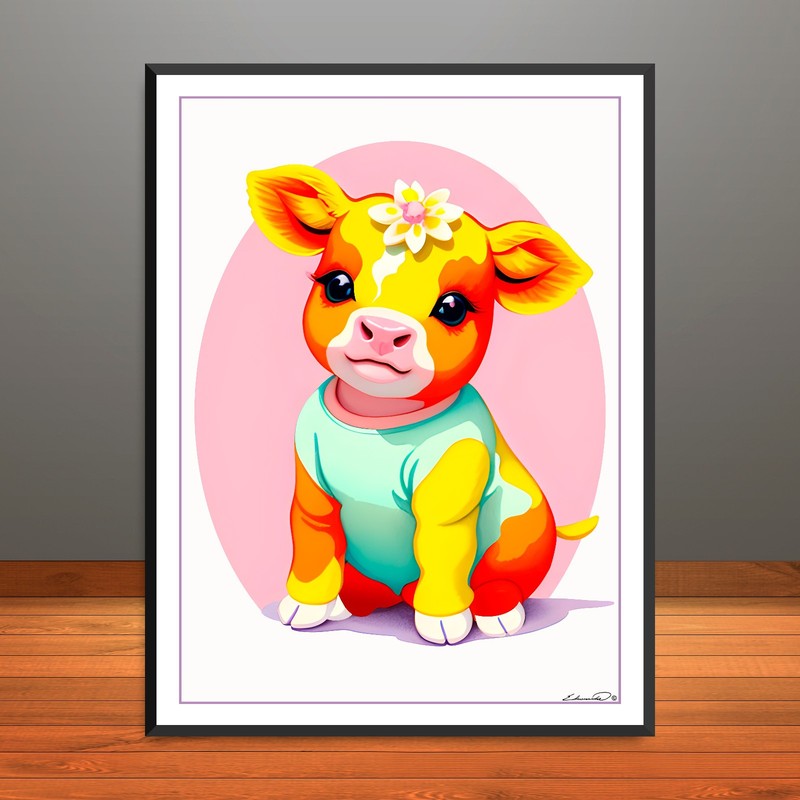 Adorable Baby Cow Print 2, Farmhouse Nursery Wall Art, Animal Poster