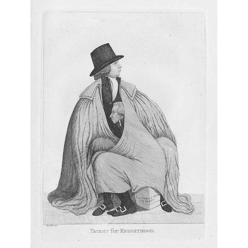 PATENT FOR KNIGHTHOOD Henry Dundas, James Stirling - Old Print 1794 by John Kay