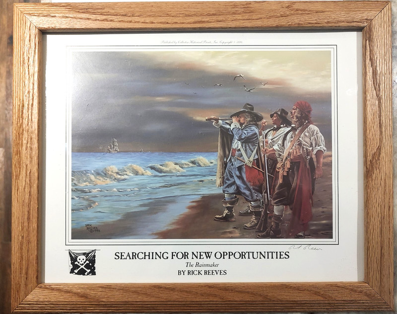 Pirate Print Rick Reeves Signed 1994 Searching New Opportunities Framed 13×16