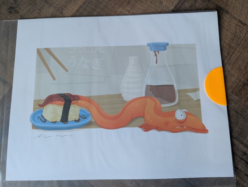 Andrew Bell - Never Look Back - O No Sushi Signed Print with Sticker Octopus gallery