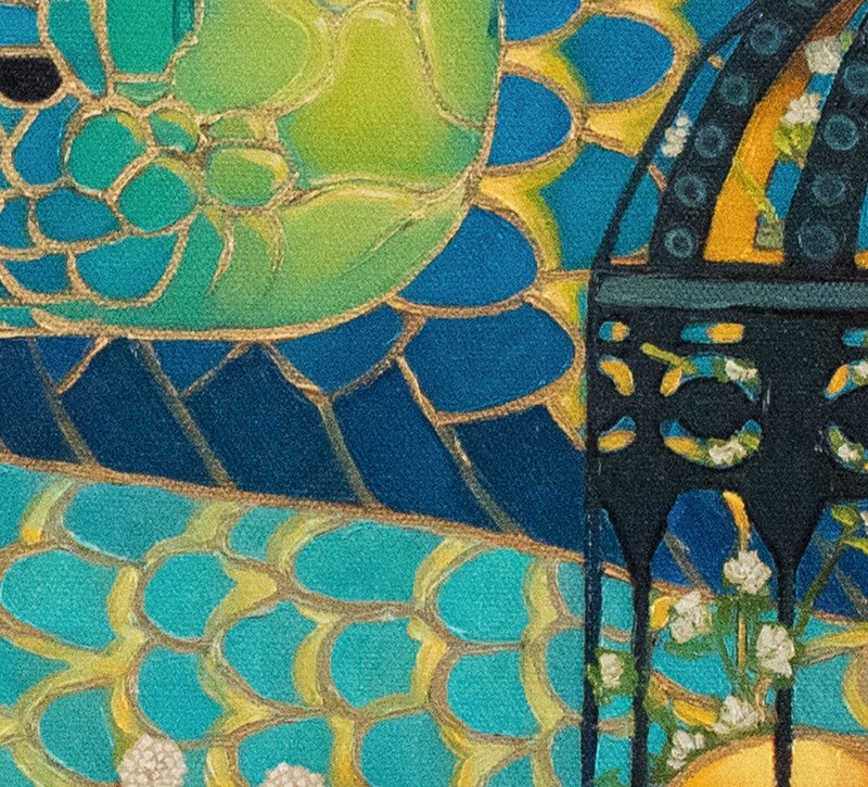 Giclee fine art print of oil painting Blue serpent, fantasy 8"×10", 16"×20" gallery