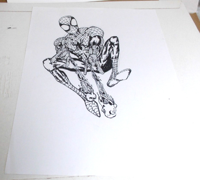 SPIDERMAN Original pencil sketch by Tom K. in pencil/ink 8.5 x 11 inch