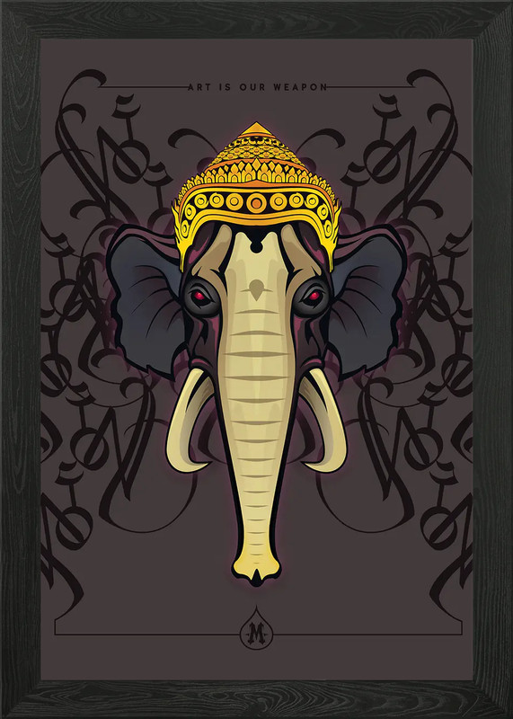 Ganesha Hindu god Framed Wall Art Poster Canvas Print Picture