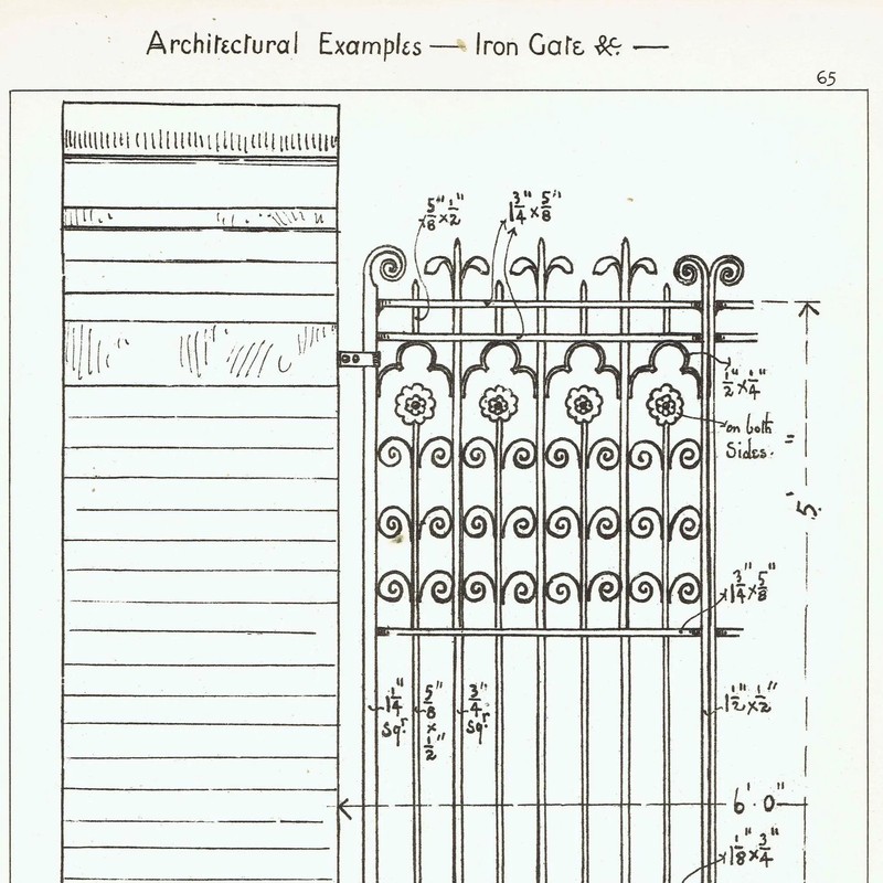 1898 Wrought Iron Gate Architectural W Fullerton Building 8 x 10.75 in