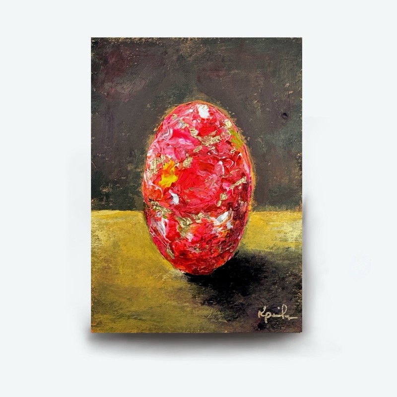 Original ACEO Painting Miniature Art Card Spring Easter Egg Still Life