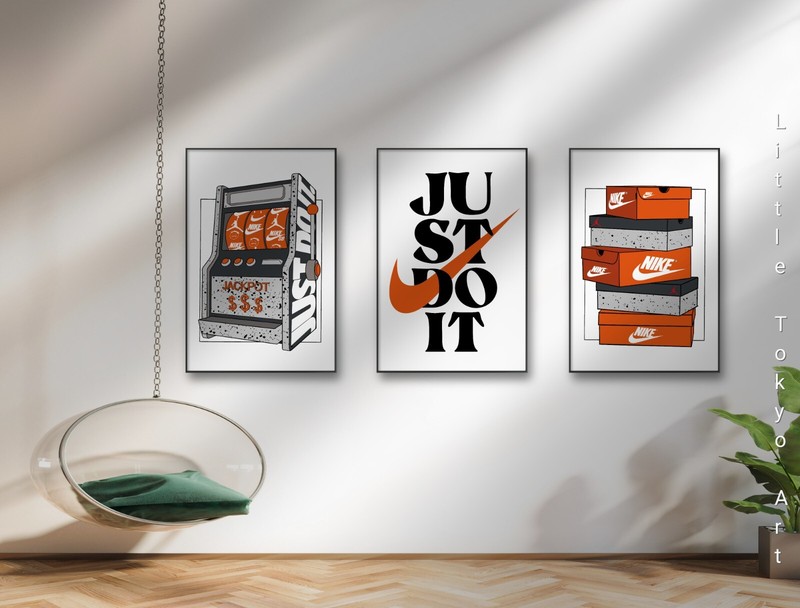 Set Of 3 Nike Sneaker 16x24in Framed Wall Art Canvas Home Decor Portrait Gallery gallery