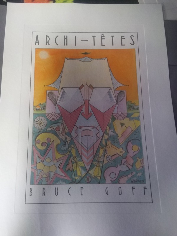 Original Unframed Lithograph "Bruce Goff" by Louis Hellman - Archi-tetes Series