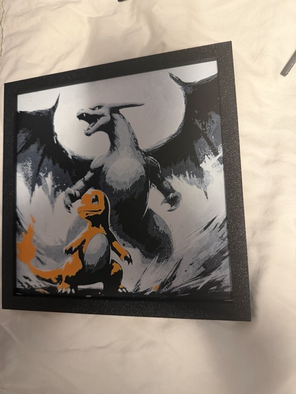 Framed Pokémon Print Decor - Charmander Charizard, 3d printed gallery