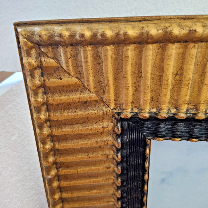 VTG "Yasmeen" Arabian Nights Crackle Glaze Wood Frame HEAVY 35"x23" gallery