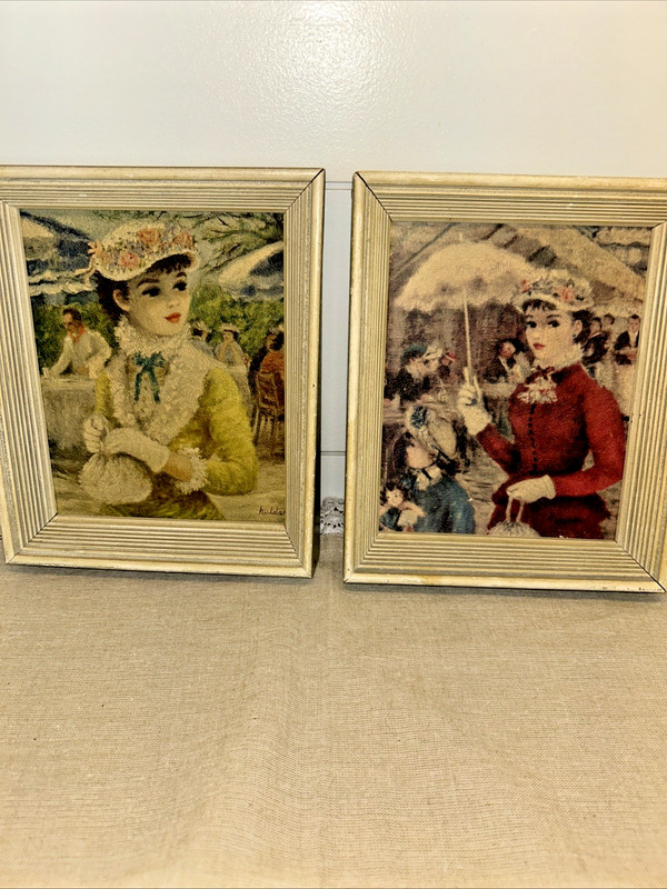 Vintage 50s-60s Cherry Jeffe Huldah Prints X2 Impressionist Style Woman Framed