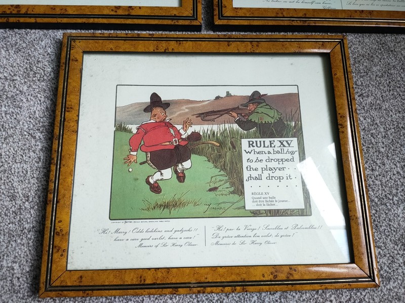 Original Charles Crombie Perrier "Rules of Golf" Framed Rule XVI XXIII XV x3 gallery