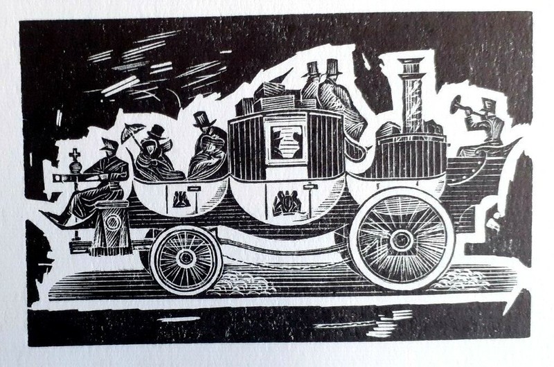 Stage coach John Farleigh Vintage Print C1946 Early 19th Century