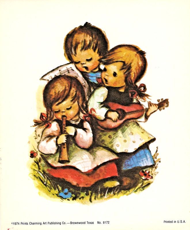 «GIRLS PLAYING MUSIC» ~ (1974) ~ ** PRINTS CHARMING #8172 / LITHO PRINT ** #37