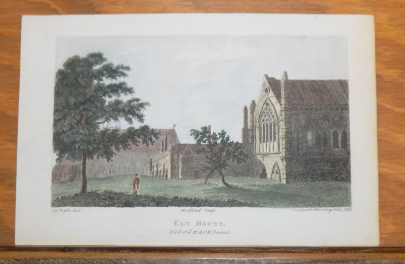 1793 Antique Engraved COLOR Print///ELY HOUSE, from RICHARD II, ACT II, SCENE 1