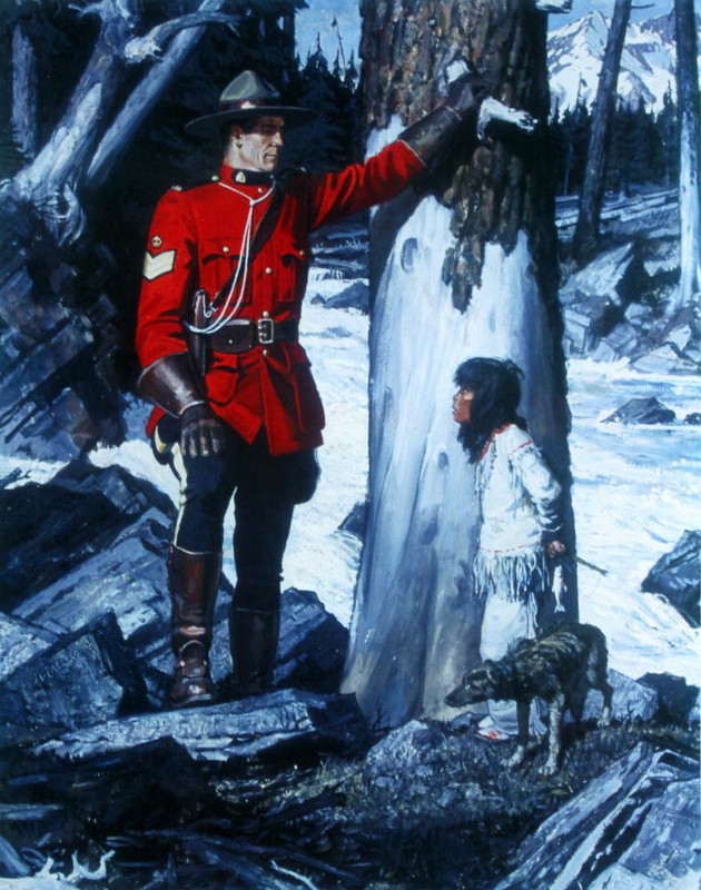 Canadian Mountie RCMP with Indian Child