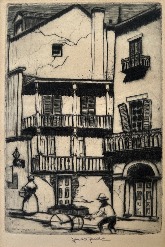 John McGrath (Baltimore 1884-1942) Toulouse St., New Orleans Signed Etching