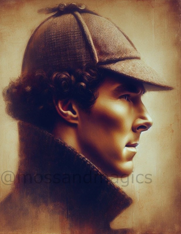 Sherlock Holmes Benedict Cumberbatch Profile vintage Painting art print gallery